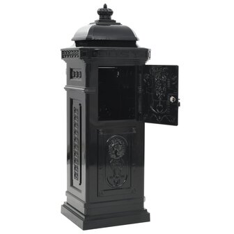 Pilaar brievenbus vintage stijl roestbestendig aluminium zwart 9