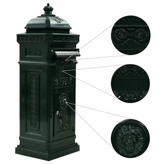 Pilaar brievenbus vintage stijl roestbestendig aluminium groen 5