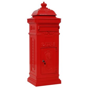 Pilaar brievenbus vintage stijl roestbestendig aluminium rood 2