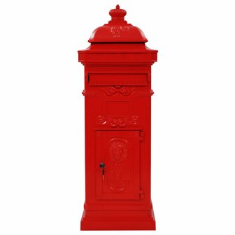 Pilaar brievenbus vintage stijl roestbestendig aluminium rood 3