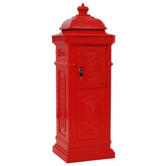 Pilaar brievenbus vintage stijl roestbestendig aluminium rood 7