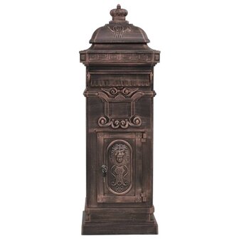 Pilaar brievenbus vintage stijl roestbestendig aluminium brons 3