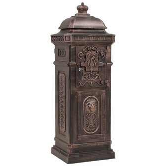 Pilaar brievenbus vintage stijl roestbestendig aluminium brons 6