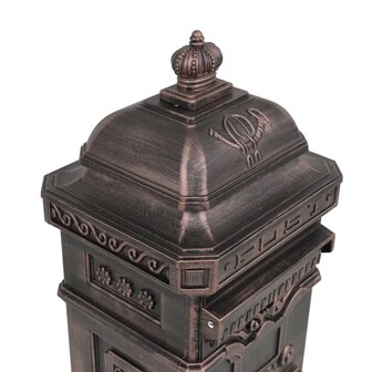 Pilaar brievenbus vintage stijl roestbestendig aluminium brons 9