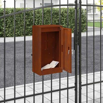 Brievenbus met opslag Roestig 30 x 20 x 55 cm Cortenstaal 1