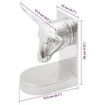 Boekensteunen 2 pcs Zilver 21,5 x 15,5 x 20 cm Aluminium 8