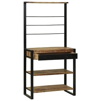Keukenrek Bruin en zwart 80 x 40 x 160 cm Massief Mango Hout 2