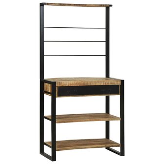 Keukenrek Bruin en zwart 80 x 40 x 160 cm Massief Mango Hout 3