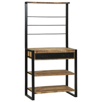 Keukenrek Bruin en zwart 80 x 40 x 160 cm Massief Mango Hout 4