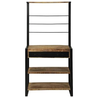 Keukenrek Bruin en zwart 80 x 40 x 160 cm Massief Mango Hout 5