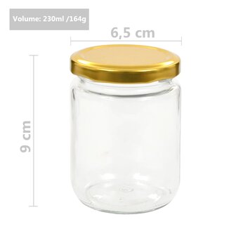 Jampotten met goudkleurige deksels 48 st 230 ml glas 7