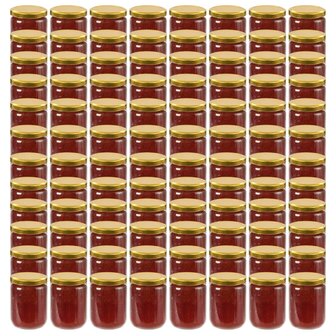 Jampotten met goudkleurige deksels 96 st 230 ml glas 1