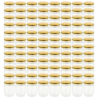 Jampotten met goudkleurige deksels 96 st 230 ml glas 2
