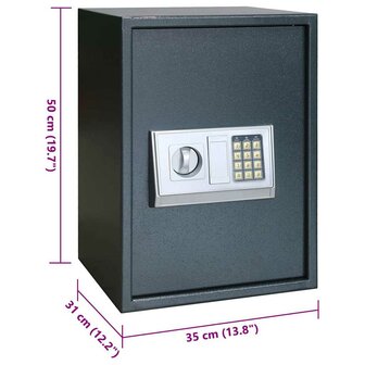 Digitale kluis met slot Donkergrijs 35 x 31 x 50 cm Staal 8