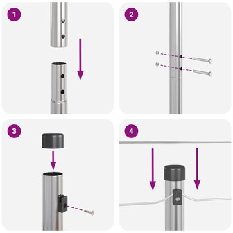 Afrasteringspaal 7 pcs Zilver Staal 7