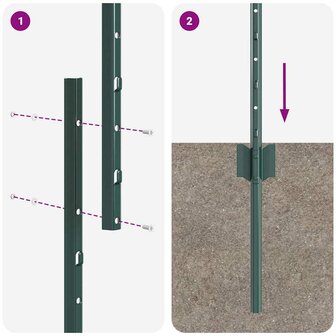 Afrasteringspaal 5 pcs Groen 140 cm Staal 7