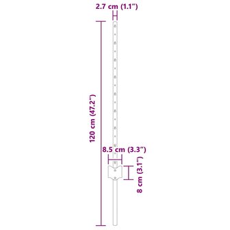 Afrasteringspaal 5 pcs Grijs 80 cm Staal 7