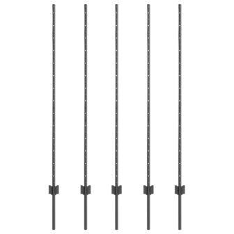 Afrasteringspaal 5 pcs Grijs 140 cm Staal 2