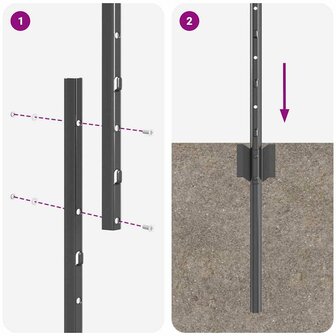 Afrasteringspaal 5 pcs Grijs 140 cm Staal 7