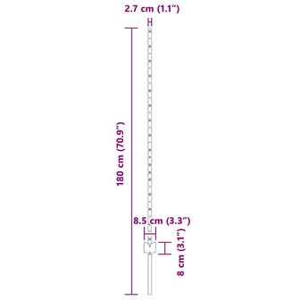 Afrasteringspaal 5 pcs Grijs 140 cm Staal 8