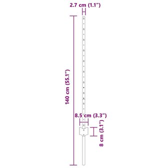 Afrasteringspaal 5 pcs Zilver 100 cm Staal 8