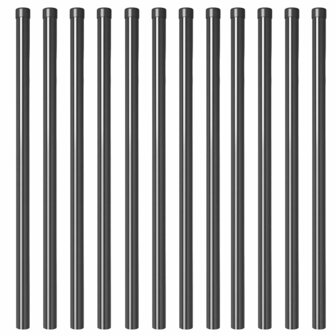 Afrasteringspaal 12 pcs Grijs 110 cm Poedergecoat staal 4