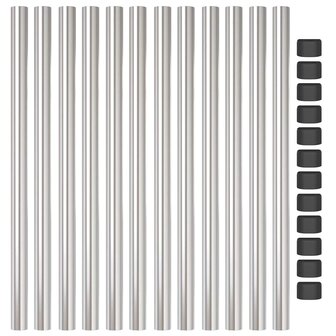 Afrasteringspaal 12 pcs Zilver 50 cm Poedergecoat staal 5