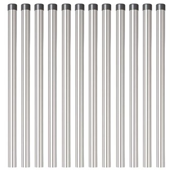 Afrasteringspaal 12 pcs Zilver 60 cm Poedergecoat staal 4