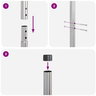 Afrasteringspaal 2 pcs Zilver Poedergecoat staal 5
