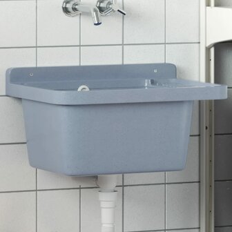 Spoelbak wandgemonteerd 50x35x24 cm hars grijs 1