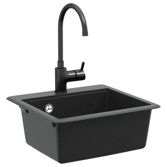 Spoelbak Zwart 470 x 440 mm Graniet 2