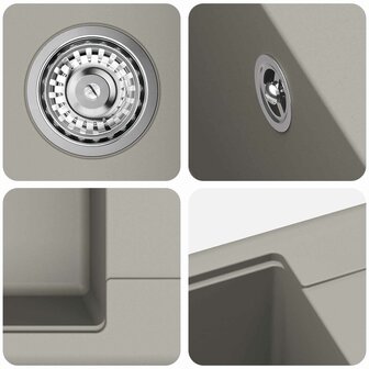 Spoelbak Grijs 560 x 460 mm 80% Kwarts en 20% Hars 7