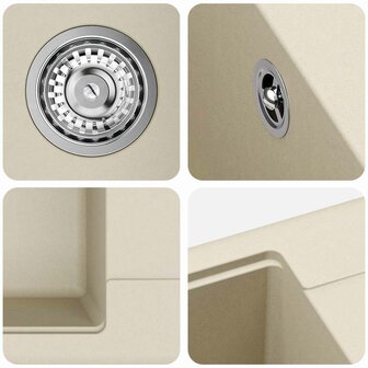 Spoelbak Beige 560 x 460 mm 80% Kwarts en 20% Hars 7