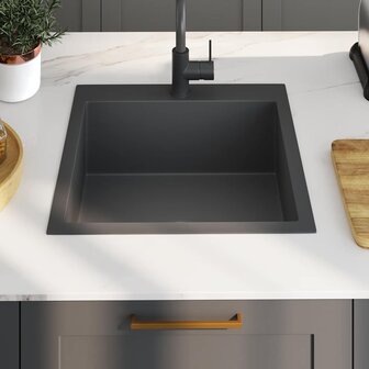 Spoelbak handgemaakt roestvrij staal zwart 3