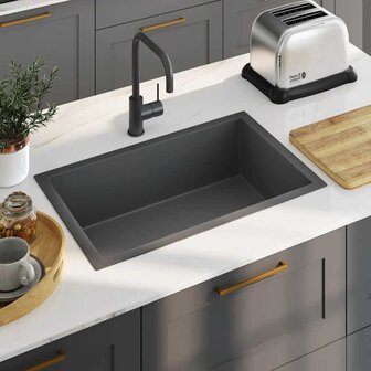 Spoelbak handgemaakt roestvrij staal zwart 1