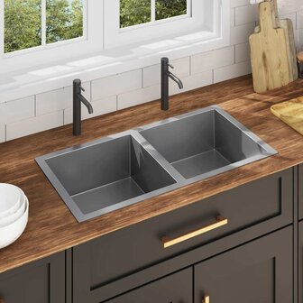 Spoelbak handgemaakt roestvrij staal 1