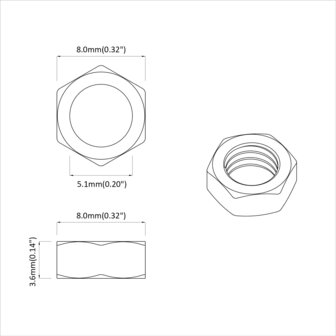 Zeshoekige Moer 23377 pcs Zilver Metaal 7