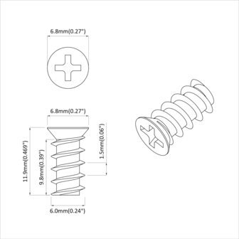 Bout 12 pcs Zilver M6 x 12 mm IJzer 7