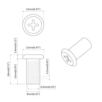Slotmoer 2 pcs Nikkel M6 x 15 mm Staal 6