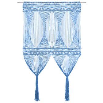 Gordijn macram&eacute; 140x240 cm katoen blauw 1