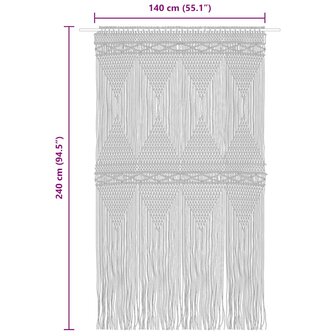 Gordijn macram&eacute; 140x240 cm katoen blauw 5