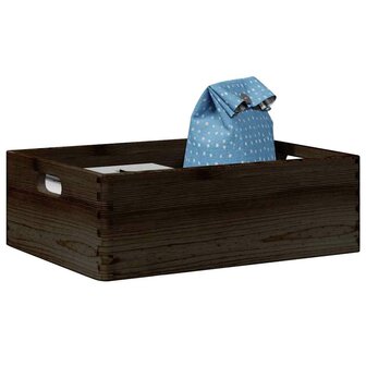 Houten kist met handvatten 40x30x13 cm massief grenenhout zwart 1