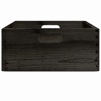 Houten kist met handvatten 40x30x13 cm massief grenenhout zwart 5