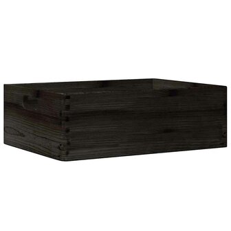Houten kist met handvatten 40x30x13 cm massief grenenhout zwart 6