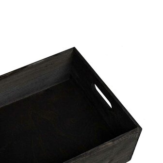 Houten kist met handvatten 40x30x13 cm massief grenenhout zwart 7