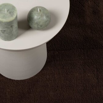 Vloerkleed Rond HUARTE Bruin &Oslash; 100 CM Polyester 8