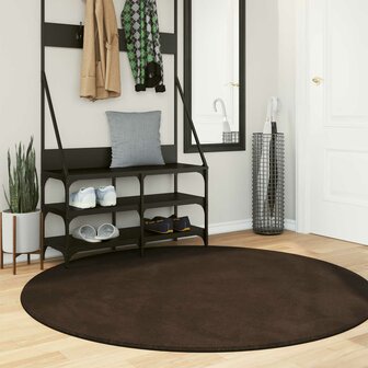 Vloerkleed Rond HUARTE Bruin &Oslash; 160 CM Polyester 1