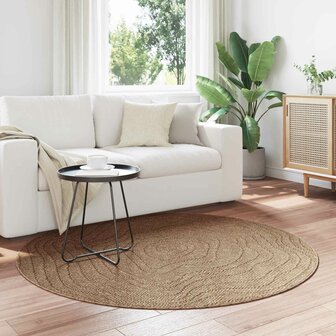 Vloerkleed Rond Moir&eacute; AGIRA Naturel &Oslash; 120 CM Polyester 1