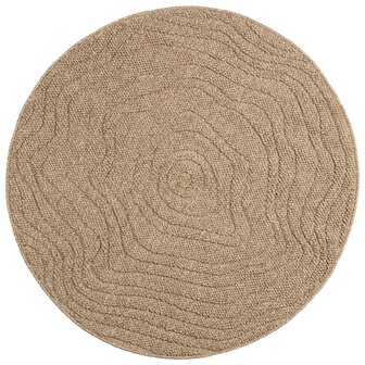 Vloerkleed Rond Moir&eacute; AGIRA Naturel &Oslash; 120 CM Polyester 2
