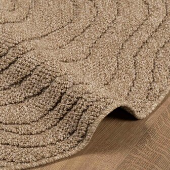 Vloerkleed Rond Moir&eacute; AGIRA Naturel &Oslash; 120 CM Polyester 6